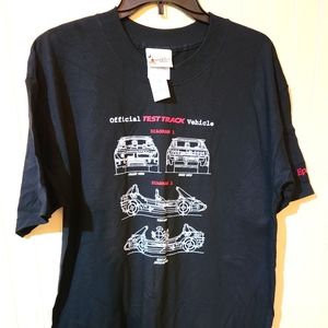 NWT Walt Disney World Epcot Official TEST TRACK Vehicle Mens Black Sz L 2 Stitch